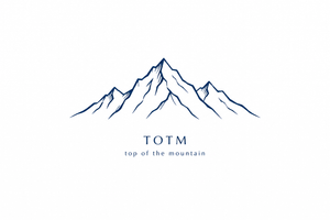 Minimal mountain sketch with smaller TOTM lettering and top of the mountain underneath